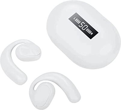 welnice Wireless Earbuds, Bluetooth 5.1 Headphones, 60Hrs Playback HD Stereo Audio LED Display, Over-Ear IPX7 Waterproof Earphones with Earhooks, Microfono integrato, Type-C, for Sports (White)