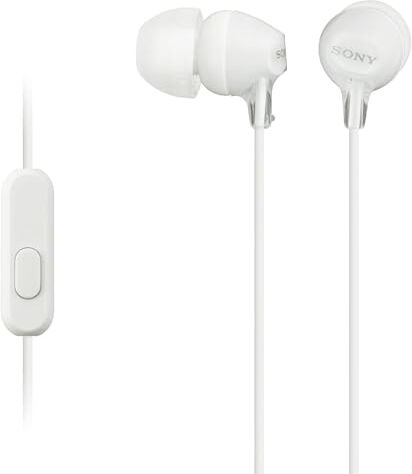 Sony MDR-EX15AP Cuffie in-ear con microfono, Auricolari in silicone, Bianco