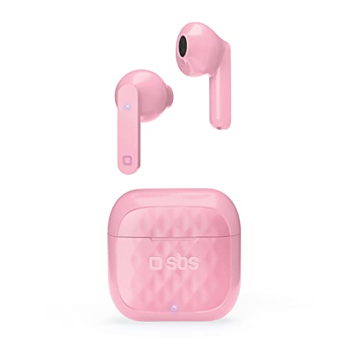 SBS Auricolari TWS Air Free wireless con controlli touch multifunzione, basetta di ricarica, ideali per musica e chiamate fino a 3,5 ore consecutive, gommini inclusi, rosa