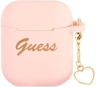 GUESS GUA2LSCHSP Custodia per AirPods, in silicone, collezione Charm di colore rosa