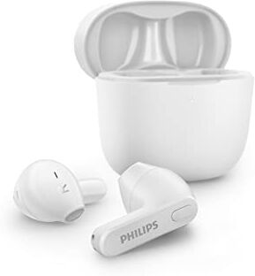 Philips TAT2236WT, Auricolari Wireless in Ear, Custodia di Ricarica Sottile, Resistenti all'Acqua, Bluetooth, 18 ore di Riproduzione, Microfono integrato, Design Ergonomico, Colore Bianco