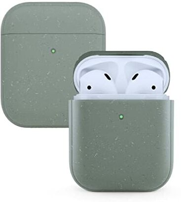 Woodcessories AirPods 1&2 custodia sostenibile compatibile con cover AirPods 1,2 AirPods Bio Case antibatterico (Verde)