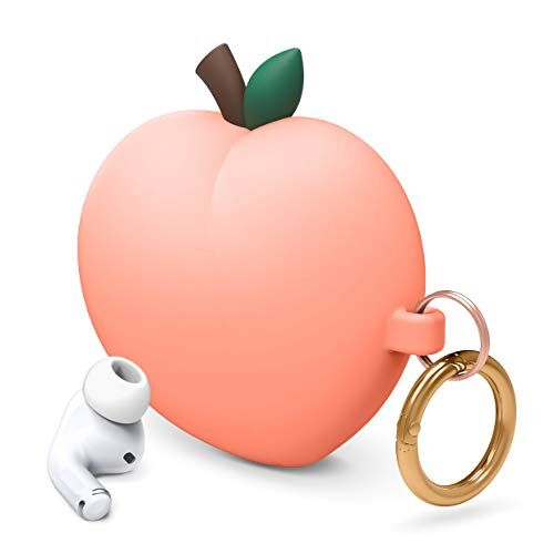 elago Custodia Pesca Peach Cover Compatibile con AirPods Pro Design 3D Carino Case Cover con Moschettone [Pesca]