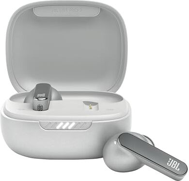 JBL LIVE PRO 2 TWS Auricolari True Wireless, Cuffie In-Ear Bluetooth Senza Fili con Cancellazione Adattiva del Rumore e 6 Microfoni, Impermeabili IPX5, fino a 40h di Autonomia Combinata, Argento