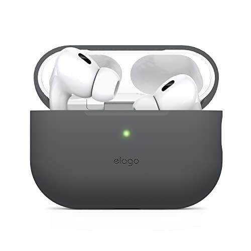 elago Cover Silicone Compatibile con Apple AirPods Pro 2a Generazione (2022), Custodia protettiva, LED Frontale Visibile, Supporta la Ricarica Wireless (Grigio Scuro)