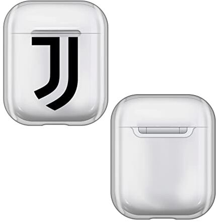 Head Case Designs Licenza Ufficiale Juventus Football Club Pieno Logo Trasparente Dura Cristallina Compatibile con Apple AirPods 1 1st Gen / 2 2nd Gen Charging Case