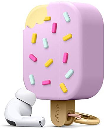 elago Gelato Custodia Cover in Silicone Morbido con Moschettone Portachiavi Compatibile con AirPods Pro Unico 3D Cover Ice Cream Carina Cover Kawaii (Mirtillo)