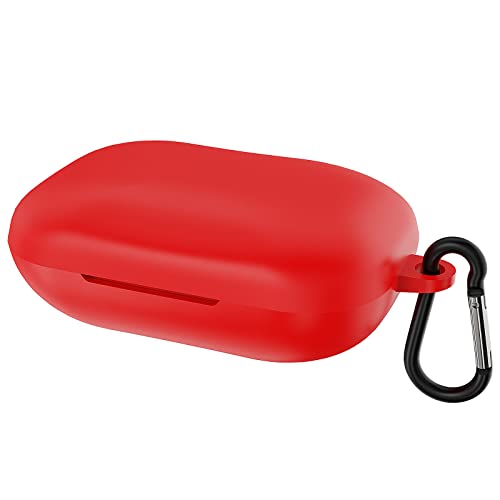 GEEKRIA Custodia in silicone compatibile con Skullcandy Push Active True Wireless Earbuds, custodia protettiva con gancio portachiavi, porta di ricarica accessibile (rosso)