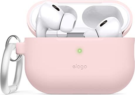 elago Cover in Silicone Compatibile con Apple AirPods Pro 2a Generazione (2022), Custodia Protettiva con Portachiavi, LED Frontale Visibile, Supporta la Ricarica Wireless (Lovely Rosa)