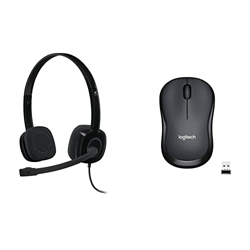 Logitech H151 Cuffie Cablate, Cuffie Stereo con Microfono Girevole con Cancellazione Rumore e â€ŽMultidispotivo, Jack audio da 3.5 mm & M220 Mouse Wireless, Pulsanti Silenziosi, 1000 DPI