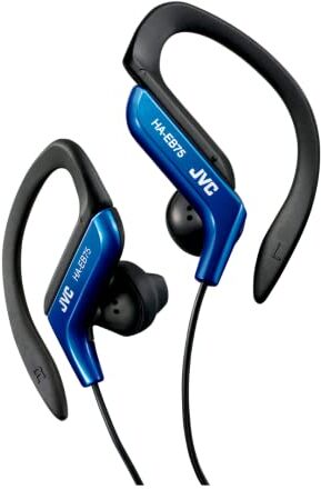 JVC HA-EB75-BN-U Auricolari Sport con Clip Regolabile, Ideali per l'utilizzo in palestra o corsa, Antisudore e Antischizzo (IPX2), Cavo lungo 1,2 m con plug compatibile con iPhone, Blu