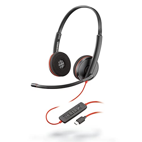 Plantronics Blackwire 3220 Cuffie cablate a doppio orecchio (stereo) con microfono a braccio USB-C per la connessione a PC o Mac