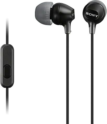 Sony MDR-EX15AP Cuffie in-ear con microfono, Auricolari in silicone, Nero