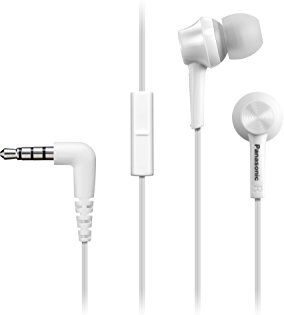 Panasonic RP-TCM115 Auricolari In-Ear Ergonomici, Driver da 9 mm, Bassi Potenti, Microfono in Linea, Compatibili con Smartphone, Cavo da 1,2 m, Bianco