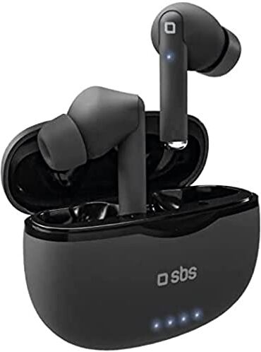 SBS Auricolari True Wireless Stereo Bluetooth in-ear per smart working, ufficio, didattica a distanza, fino a 6 ore di musica e chiamate, con ricevitore dongle USB e basetta di ricarica, nero