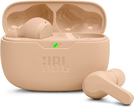 JBL Wave Beam, Auricolari Wireless In-Ear Bluetooth, Waterproof IP54 e Antipolvere IPX2, Deep Bass Sound, Tecnologia Smart Ambient e Voice Aware, Fino a 32 h di Autonomia, Beige