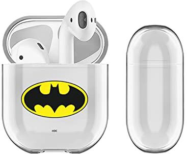 Head Case Designs Licenza Ufficiale Batman DC Comics Classico Logos Trasparente Dura Cristallina Compatibile con Apple AirPods 1 1st Gen / 2 2nd Gen Charging Case