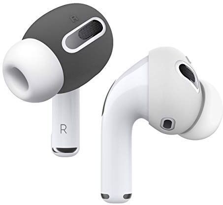 elago [Fit in The Case] Gommini Auricolari in Silicone Ricambio, Cover Ear Tips Secure Fit Punte da Orecchio Progettato per Apple AirPods Pro Accessori (2 Paia in 2 Colori) (Grigio Scuro/Bianco)