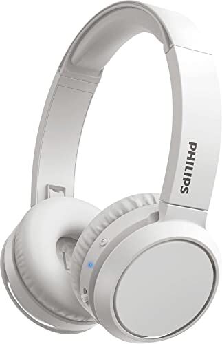 Philips H4205WT/00 Cuffie Bluetooth con Tasto Bass Boost, Bluetooth, 29 Ore di Riproduzione, Funzione Ricarica Rapida, Isolamento dai Rumori, Richiudibile, Bianco (White)