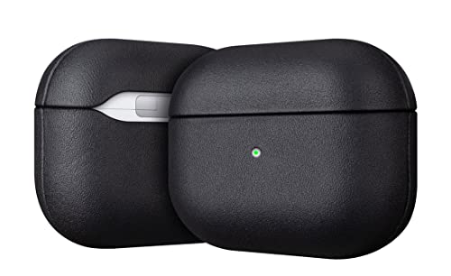 HAOBOBRO Custodie Compatibile con AirPods Pro Realizzata a mano Protettiva Cover in Pelle di Bovina Compatibile con la ricarica wireless Custodia in pelle per AirPods Pro Nero