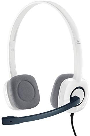 Logitech H150 Cuffie Cablate per Computer, Stereo con Microfono Girevole e Cancellazione ‎Rumore, Doppio Jack Audio da 3.5 mm, Controlli sul Cavo, PC/Mac/Laptop, Bianco