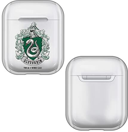 Head Case Designs Licenza Ufficiale Harry Potter Slytherin Stemmi E Scudi Trasparente Dura Cristallina Compatibile con Apple AirPods 1 1st Gen / 2 2nd Gen Charging Case