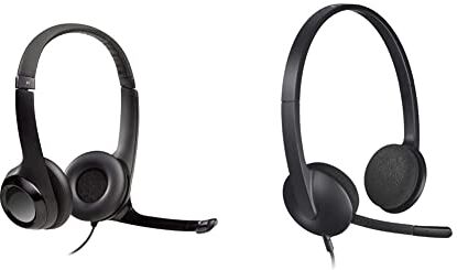 Logitech H390 Cuffie Cablate, Cuffia Stereo con Microfono Regolabile con Cancellazione del ‎‎Rumore & H340 Cuffie Cablate per Computer, Cuffie Stereo con Microfono e Audio Digitale