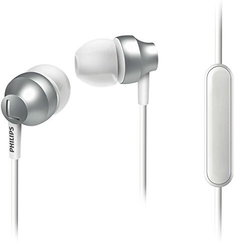 Philips Chromz SHE3855SL Auricolari con Microfono, Isolamento Acustico, 3 Cuscinetti Intercambiabili, Argento