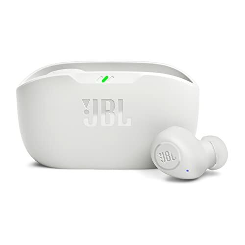 JBL Wave Buds Auricolari Wireless In-Ear Bluetooth, Waterproof IP54 e Antipolvere IPX2, Deep Bass Sound, Tecnologia TalkThru e AmbientAware, Fino a 32 h di Autonomia, Bianco