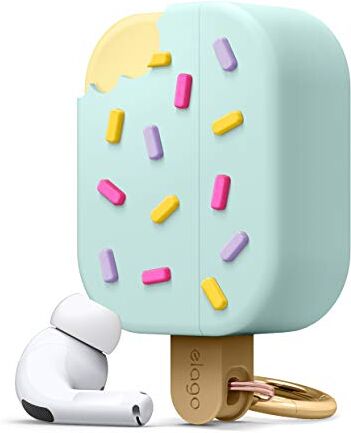 elago Gelato Custodia Cover in Silicone Morbido con Moschettone Portachiavi Compatibile con AirPods Pro Unico 3D Cover Ice Cream Carina Cover Kawaii (Menta)