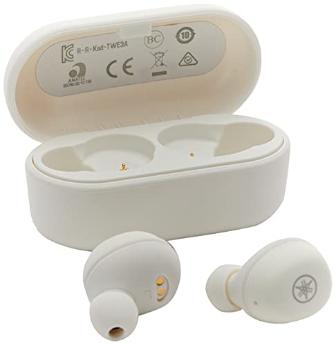 Yamaha TW-E3A Cuffie In-Ear True Wireless Bluetooth, Auricolari con Microfono Integrato, 6h di Autonomia con 1 sola Ricarica, Impermeabili IPX5, Custodia di Ricarica, Bianco