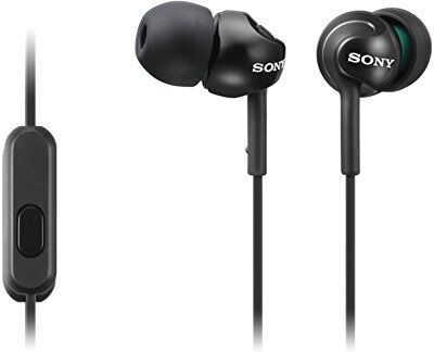 Sony MDR-EX110AP Cuffie in-ear con microfono, Auricolari in silicone, Nero