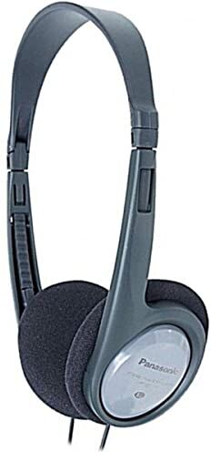 Panasonic RP-HT090 Cuffie Stereo con Filo, Leggere per Ottimo Comfort, Cavo da 5 m per Utilizzo con TV, Altoparlante da 30 mm, Grigio