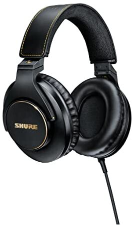 Shure SRH840A Cuffie cablate per over -ear per l'ascolto e il monitoraggio critici, le cuffie professionali, il suono dettagliato superiore, la progettazione regolabile e pieghevole, versione 2022