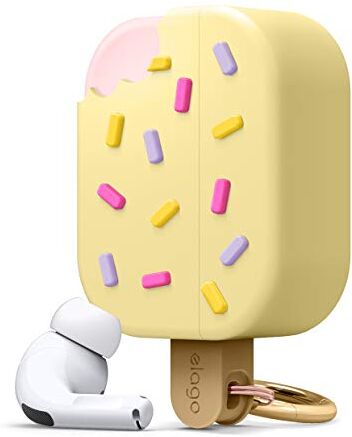 elago Gelato Custodia Cover in Silicone Morbido con Moschettone Portachiavi Compatibile con AirPods Pro Unico 3D Cover Ice Cream Carina Cover Kawaii (Vaniglia)