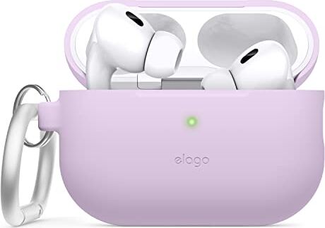 elago Cover in Silicone Compatibile con Apple AirPods Pro 2a Generazione (2022), Custodia Protettiva con Portachiavi, LED Frontale Visibile, Supporta la Ricarica Wireless (Lavanda)