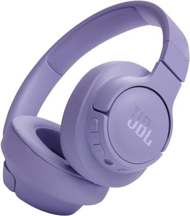 JBL TUNE 720BT Cuffie Over-Ear Bluetooth Wireless, Pieghevoli e Leggere, Microfono e Comandi su Padiglione con Voice Aware,  Pure Bass, Connessione Multipoint, fino a 76 ore di Autonomia, Viola