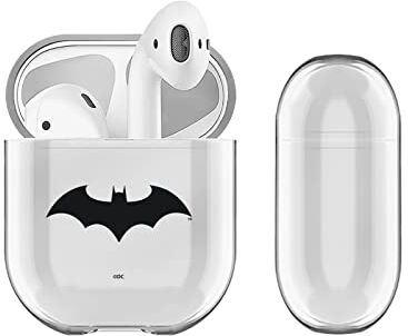 Head Case Designs Licenza Ufficiale Batman DC Comics Hush Logos Trasparente Dura Cristallina Compatibile con Apple AirPods 1 1st Gen / 2 2nd Gen Charging Case