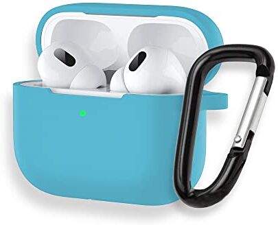 Phonix Custodia per Airpods Pro con Gancio Porta Chiavi  Cover Protettiva compatibile con Airpods Pro Porta Cuffie in Silicone (Sky Blue) [Cuffie NON Incluse]