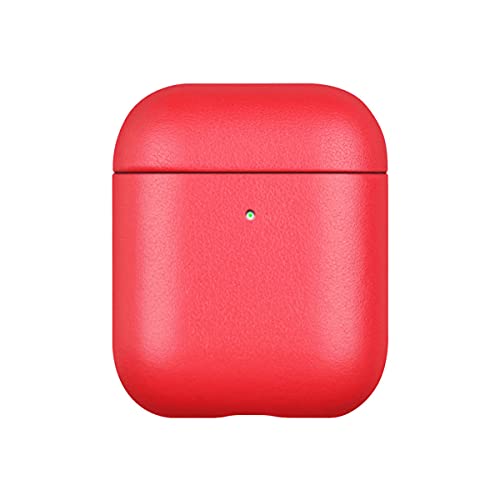 HAOBOBRO Custodie Compatibile con AirPods 1 e AirPods 2 Realizzata a mano Protettiva Cover in Pelle di Bovina Compatibile con la ricarica wireless Custodia in pelle per AirPods rosso