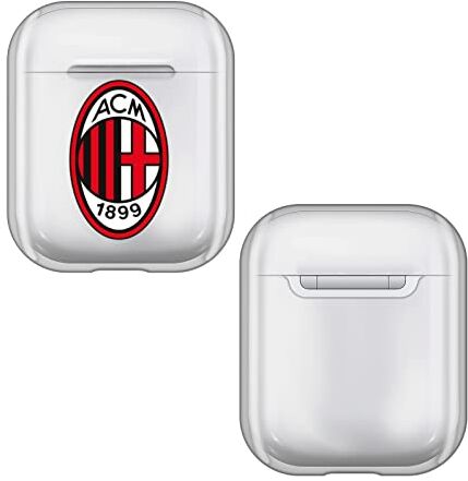 Head Case Designs Licenza Ufficiale AC Milan Pieno Logo Trasparente Dura Cristallina Compatibile con Apple AirPods 1 1st Gen / 2 2nd Gen Charging Case