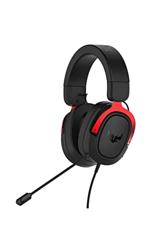 Asus TUF Gaming H3 Cuffie Gaming Jack 3.5mm, Surround Sound 7.1, Driver da 50mm, Design Leggero, Per PC, Mac, PS4/PS5, Xbox One, Switch e Dispositivi Mobile, Nero/Rosso