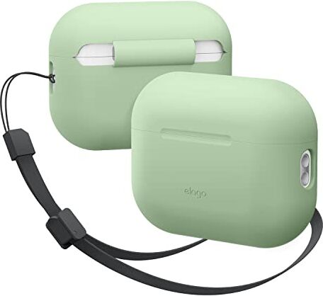 elago Cover Silicone Compatibile con AirPods Pro 2a Generazione (2022) con Cordino da Polso, Cover Protettiva, LED Frontale Visibile, Supporta Ricarica Wireless (Verde pastello)