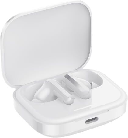 Xiaomi Redmi Buds 5, cuffie con riduzione del rumore con AI, fino a 40 ore di autonomia, connessione due dispositivi, altoparlante 12,4 mm, app Earbuds, bianco