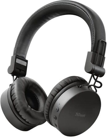 Trust Mobile Tones Cuffie Bluetooth senza Fili On-Ear Wireless (25 Ore di Tempo di Utilizzo, Microfono Integrato, Driver da 40 mm, Design Ripiegabile) Nero