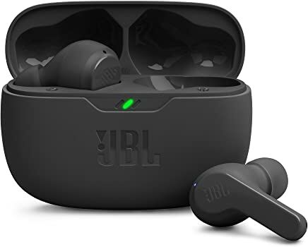 JBL Wave Beam Auricolari Wireless In-Ear Bluetooth, Waterproof IP54 e Antipolvere IPX2, Deep Bass Sound, Tecnologia Smart Ambient e Voice Aware, Fino a 32 h di Autonomia, Nero