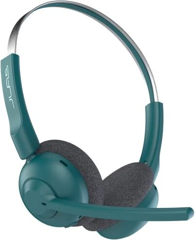 JLab Go Work Pop Cuffie Bluetooth con Microfono senza Filo Cuffie da PC e Lavoro con 50 ore di Riproduzione, Wireless Headset Bluetooth, Connessione simultanea a Computer e Cellulare, Verde Blu