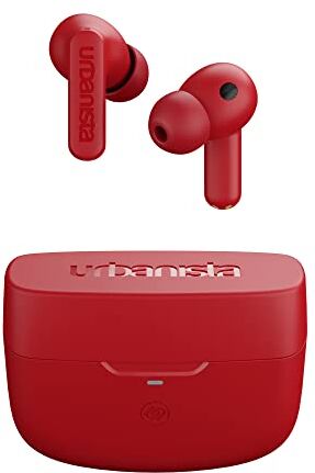 Urbanista Atlanta Auricolari Wireless con cancellazione Ibridi Attiva del Rumore, Cuffie Resistenti Agli Spruzzi con Bassi Profondi, Bluetooth Multipunto, Custodia di Ricarica Wireless, Rosso vivo