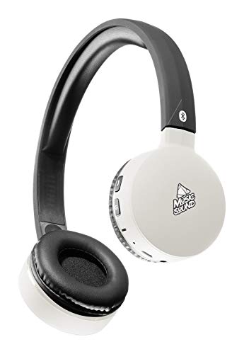 Cellular Line Musicsound Cuffie Bluetooth con archetto estensibile, senza fili, con microfono, indicatore LED e telecomando, colore: nero/bianco
