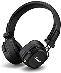 Marshall Cuffie Bluetooth Major IV On Ear, auricolari wireless, pieghevoli, oltre 80 ore di riproduzione wireless, nere